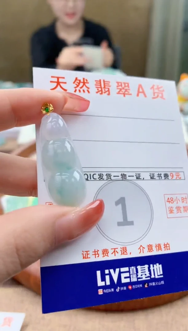 颈饰18K金镶嵌翡翠天然A货翡翠挂件