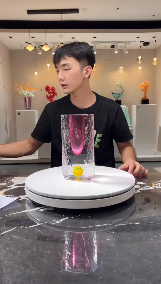 摆件巴比特美学 金红冰川纹小花插