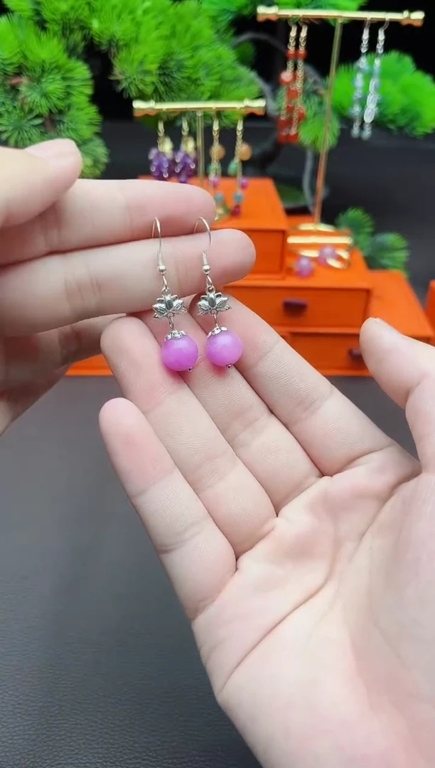 玛瑙/玉髓耳饰银S925镶嵌401