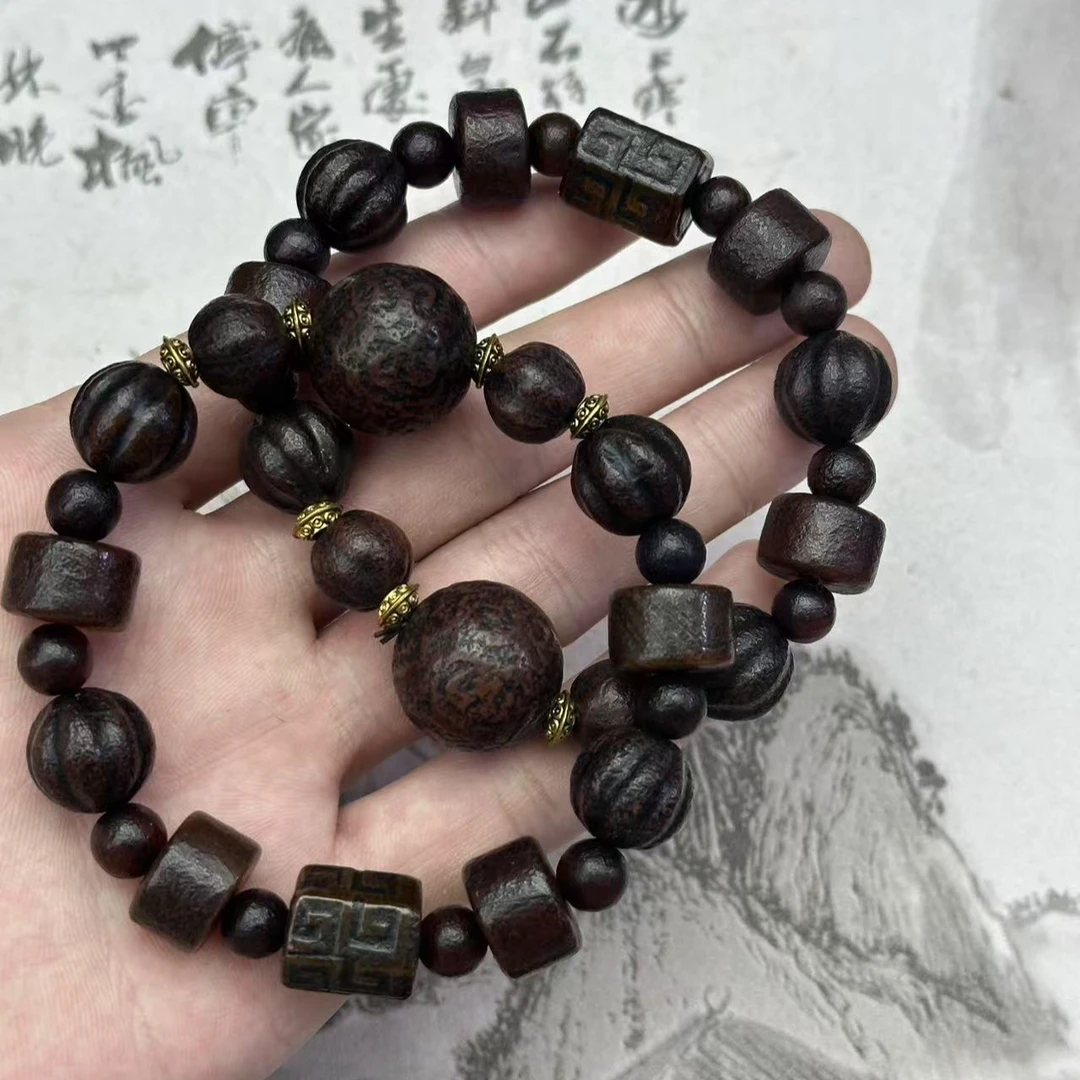 S7660【福嘟嘟】龙帝寿喜玛瑙桶珠手串-送礼佳品-多样性发一件