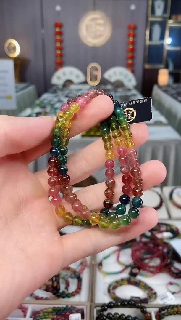 未镶嵌收藏级老矿碧玺三圈手串5mm+碧玺xion多样性发货一条