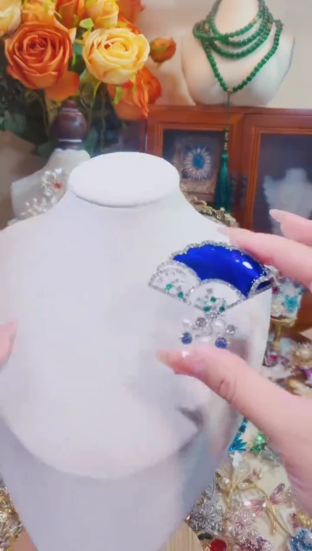 合成立方氧化锆铜合金中式扇子