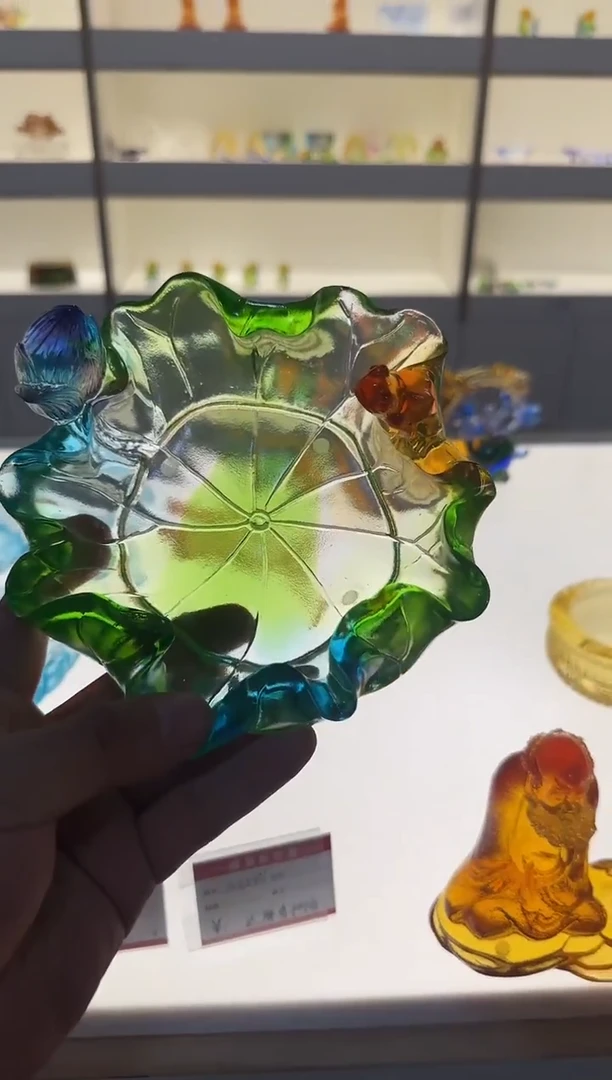 手工艺品琉璃呱呱来财果盘