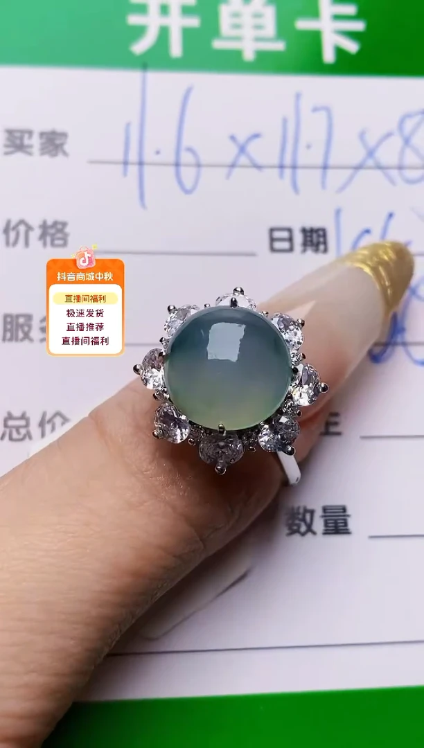 银S925镶嵌戒指翡翠3025