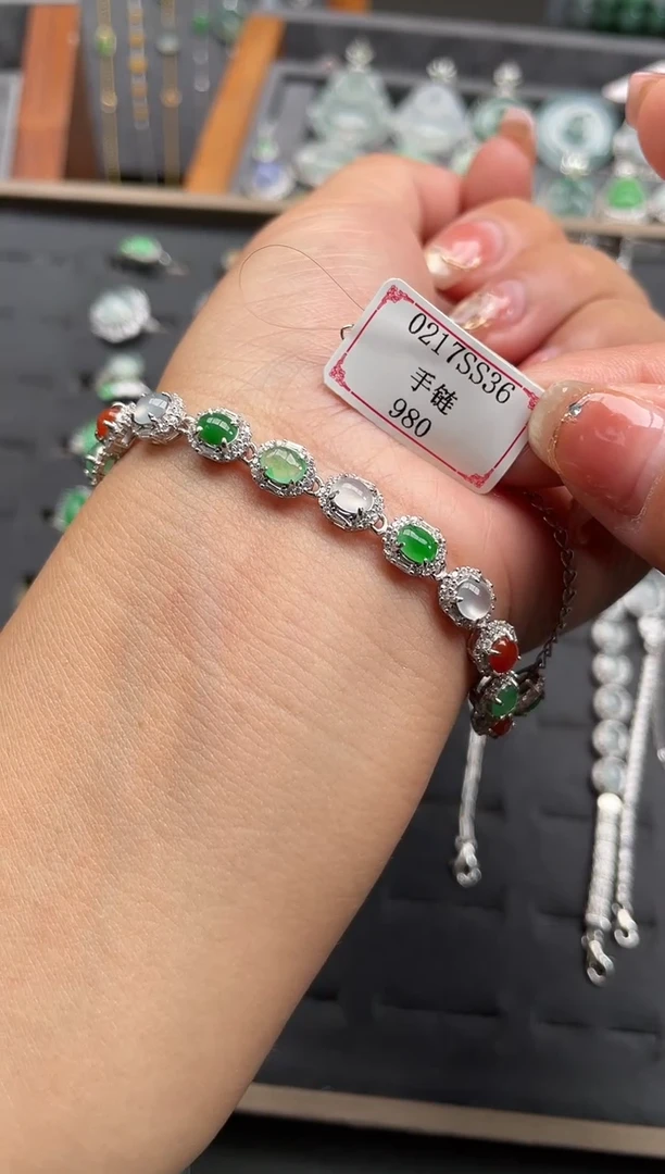 【闪购商品】翡翠手链银S925镶嵌0217SS36