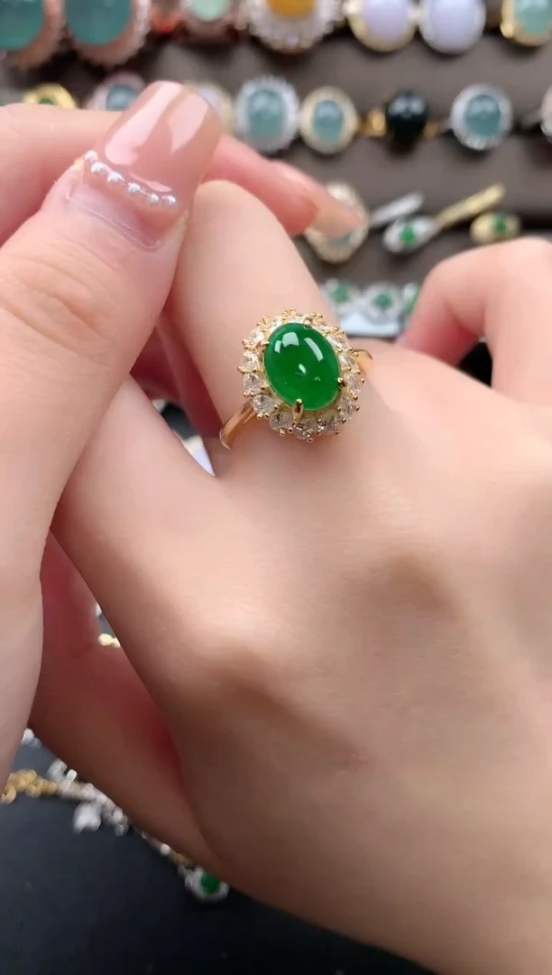 【闪购商品】翡翠戒指银S925镶嵌542141