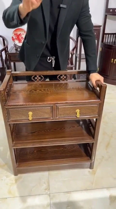 鸡翅木类成套家具 鸡翅木茶水柜尺寸68*38*78高