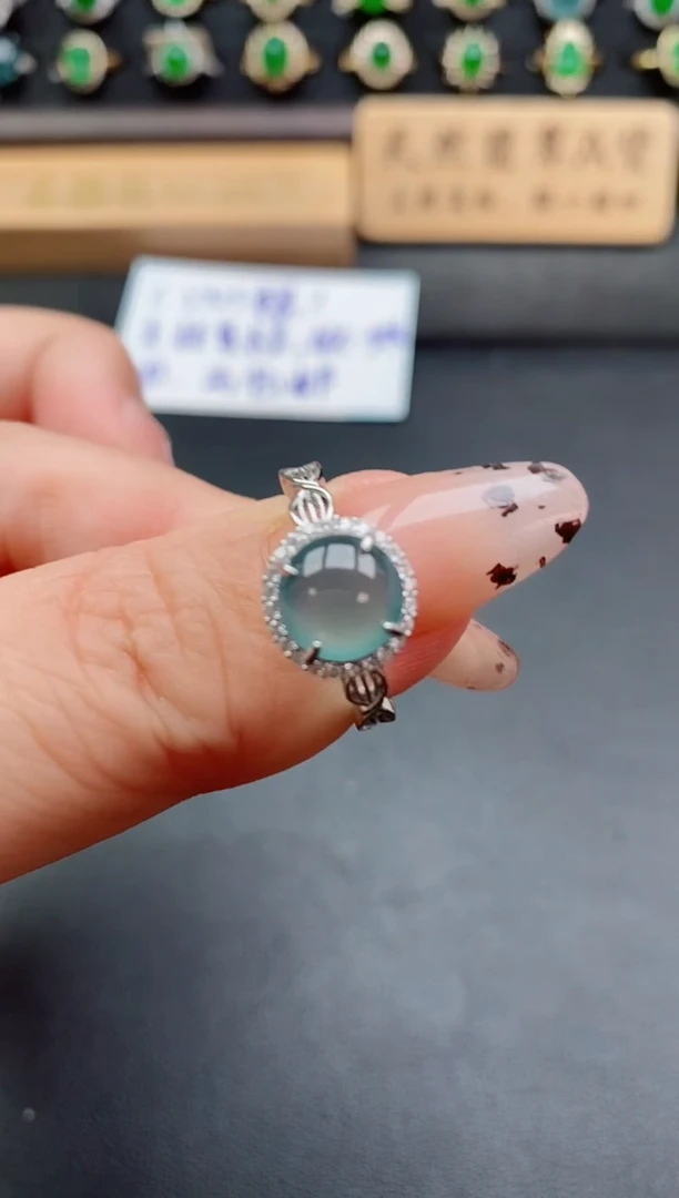 银S925镶嵌戒指翡翠1