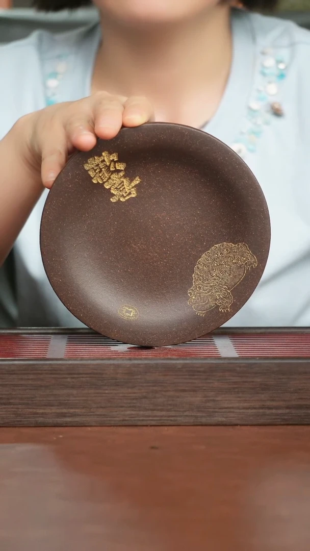 茶杯底槽青老*底座紫砂2