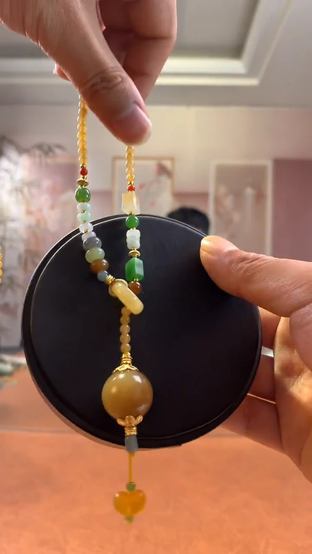 未镶嵌和田玉挂件新疆糖大单珠锁骨珠链一套