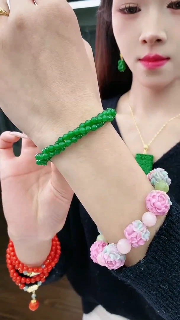 【闪购商品】翡翠手链14K金镶嵌S3手链