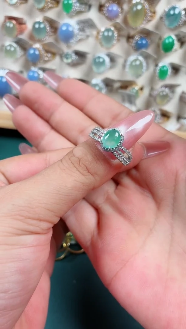 银S925镶嵌戒指翡翠.