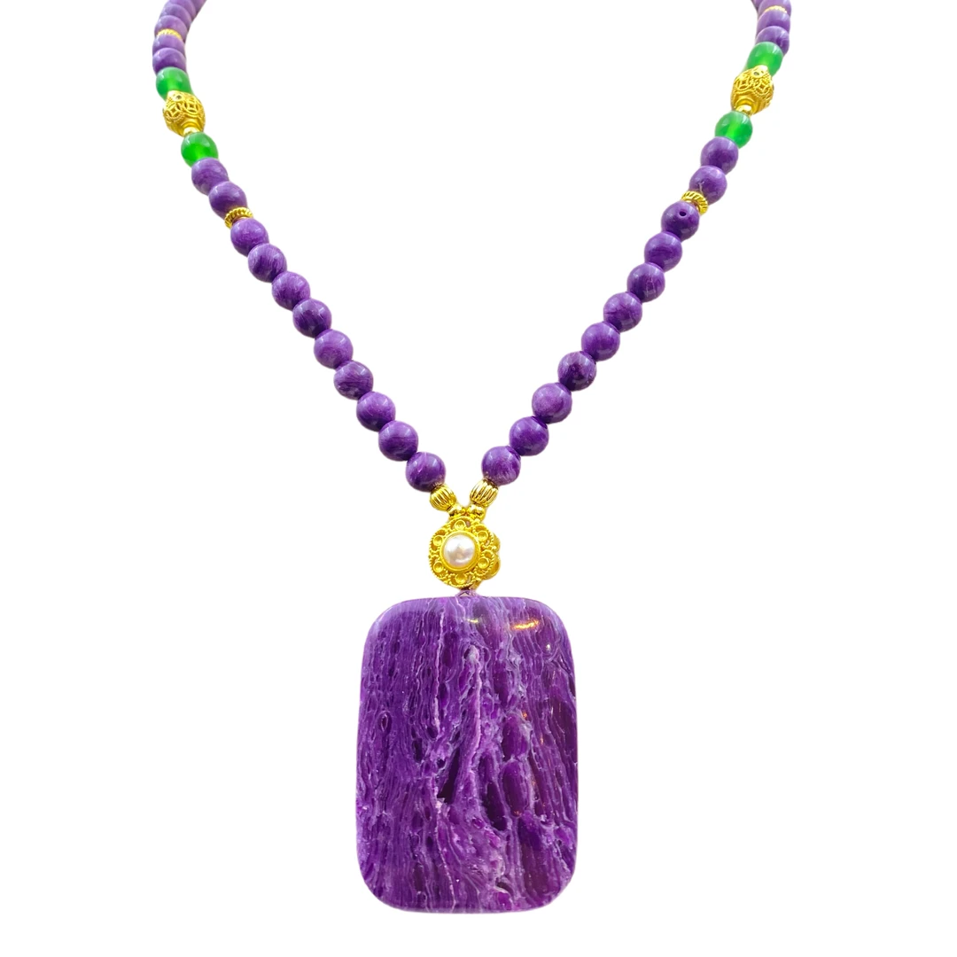 紫龙玛瑙石无事牌项链X647X合金