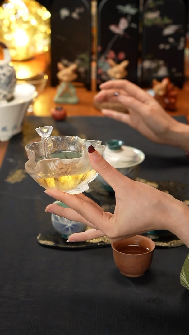 【闪购商品】荷叶琉璃手工公道杯荷叶公道杯