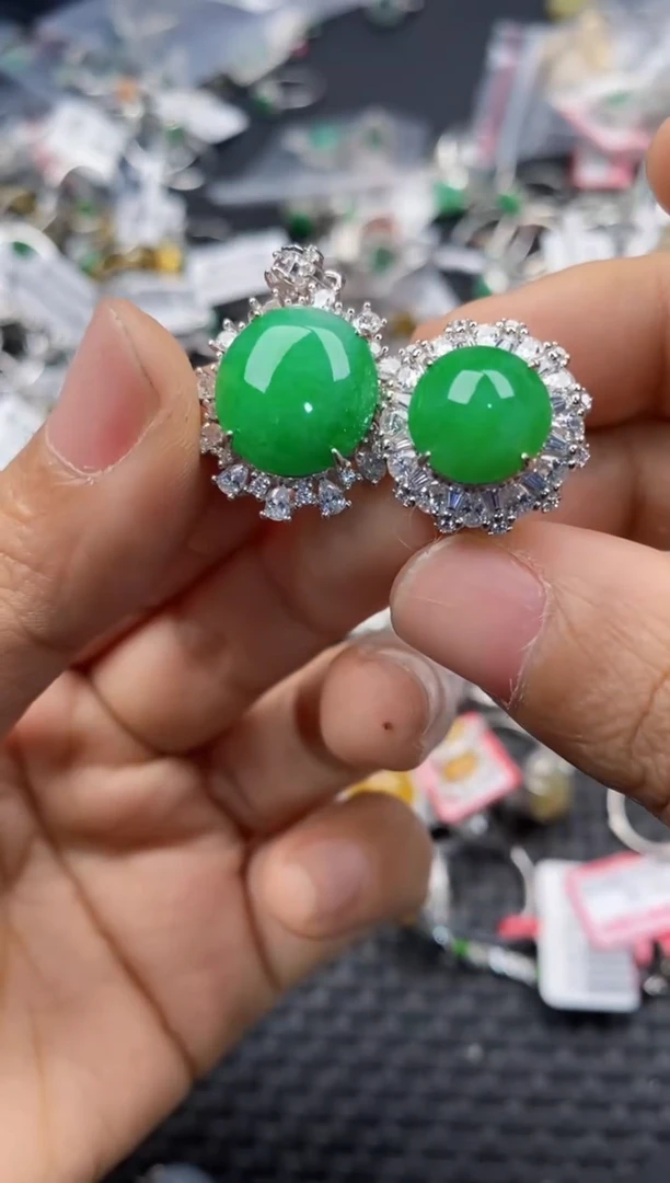 银S925镶嵌戒指翡翠444     3