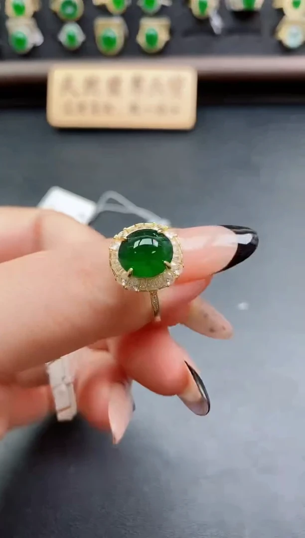 银S925镶嵌戒指翡翠1