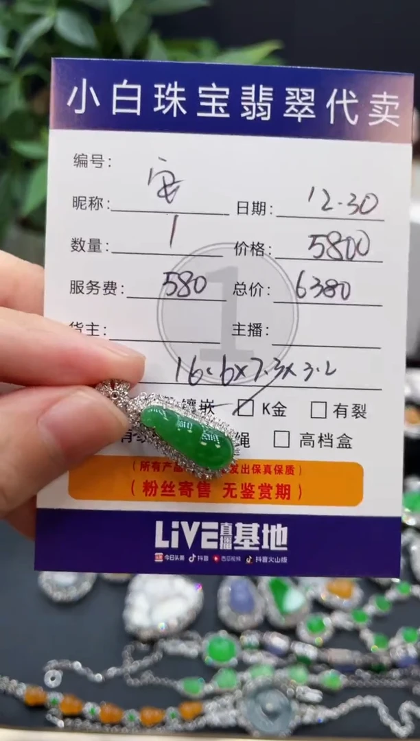 吊坠(不含链)18K金镶嵌翡翠安***-吊坠