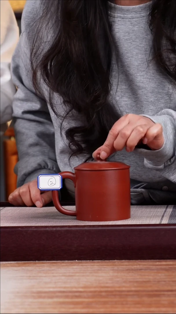 紫砂花盆大红袍小钮2号盖杯一只