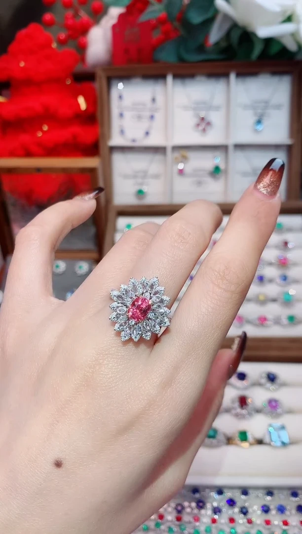 戒指彩色蓝宝石18K金镶嵌1.54ct/天然宝石/七天无理由