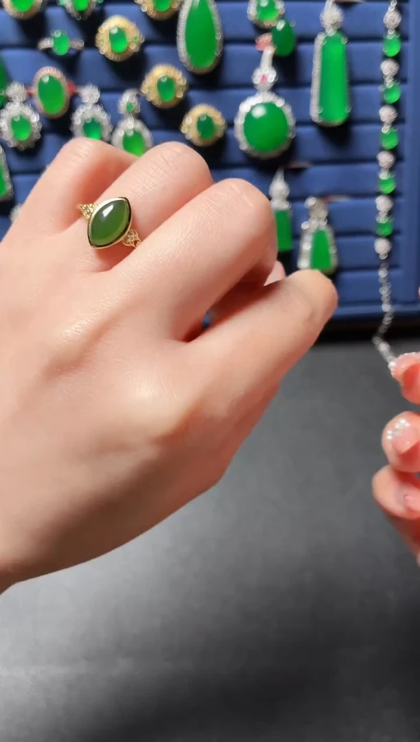 银S925镶嵌和田玉珠宝半成品戒指