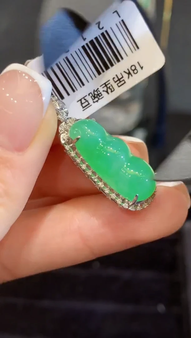翡翠18K金镶嵌吊坠(不含链)L1235多样性发其一