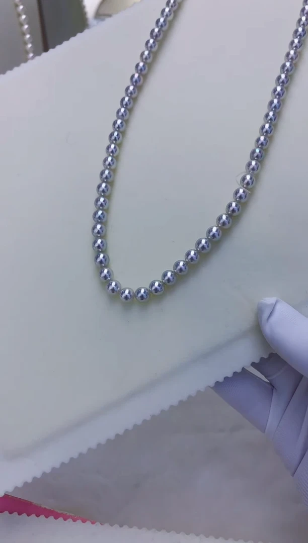 未镶嵌饰品海水珍珠6-7真多麻色满珠链