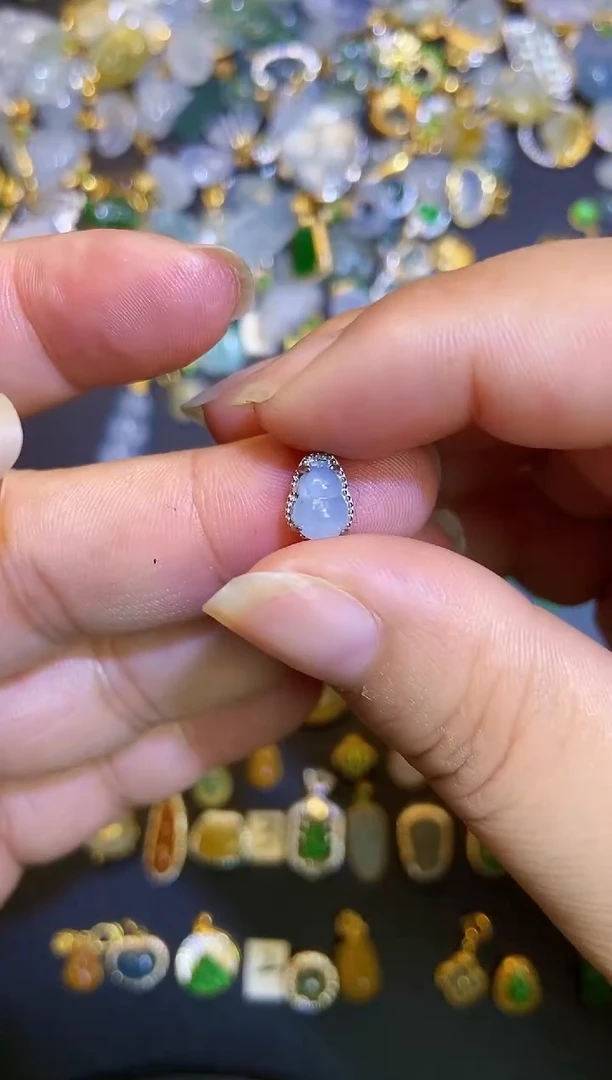 翡翠银S925镶嵌吊坠(不含链)1