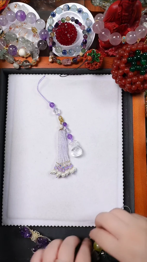 合金车挂水晶福袋流苏挂件