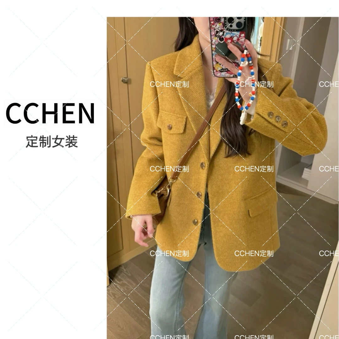 CCHEN 冬日之恋中长款加厚西装外套