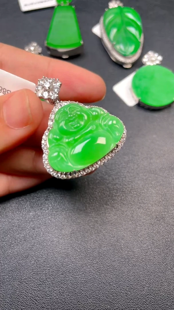 吊坠(不含链)银S925镶嵌翡翠吊坠