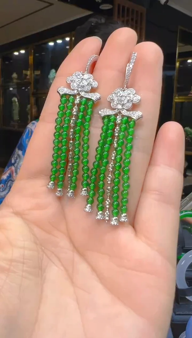银S925镶嵌翡翠耳饰071(多样性发货发其一)
