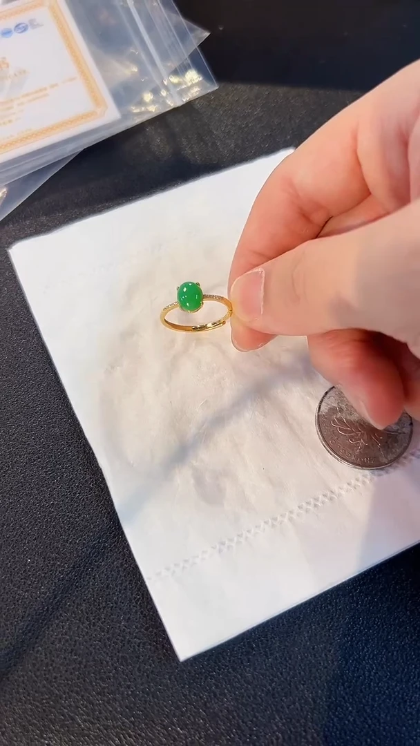 翡翠戒指银S925镶嵌缅料A货/支持复检/一件