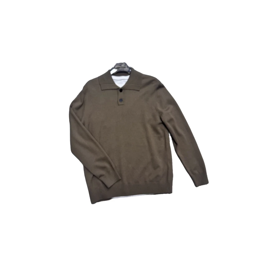 HQ「复古浅棕」S6603 绵羊毛翻领2粒扣舒适复古羊毛衫