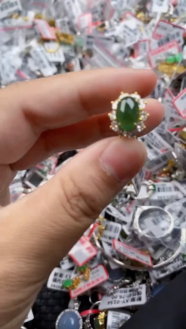 翡翠戒指银S925镶嵌141414     5