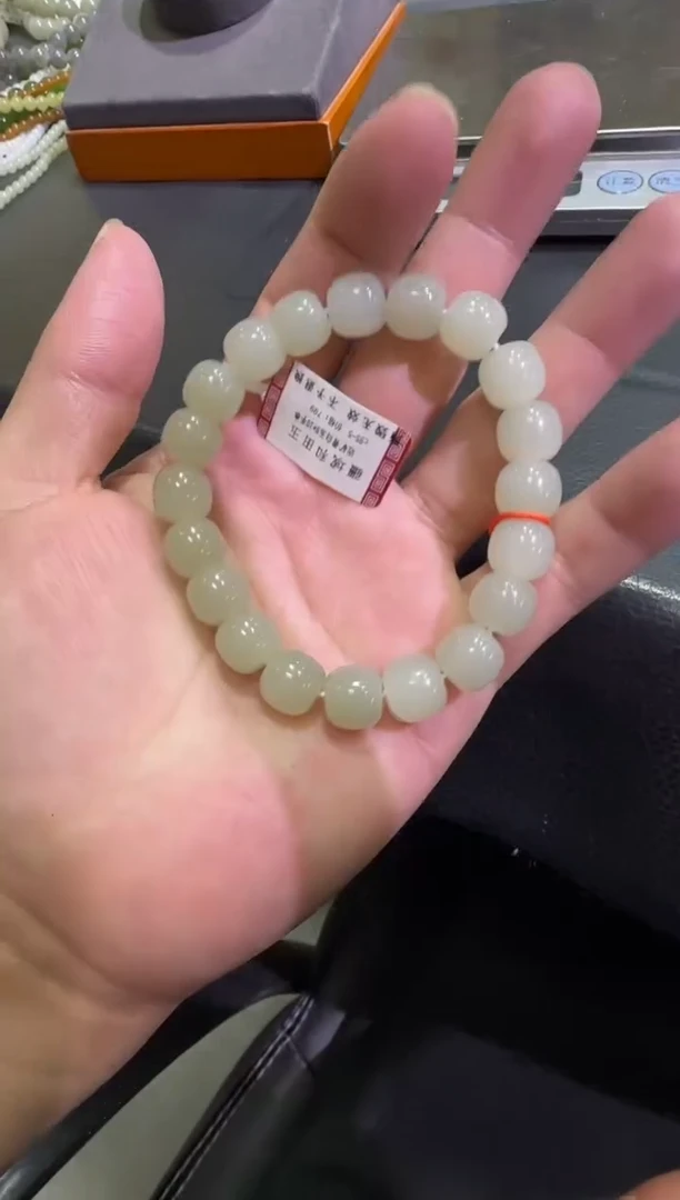 未镶嵌手串和田玉且末近矿青白玉9*10手串（产地直发）