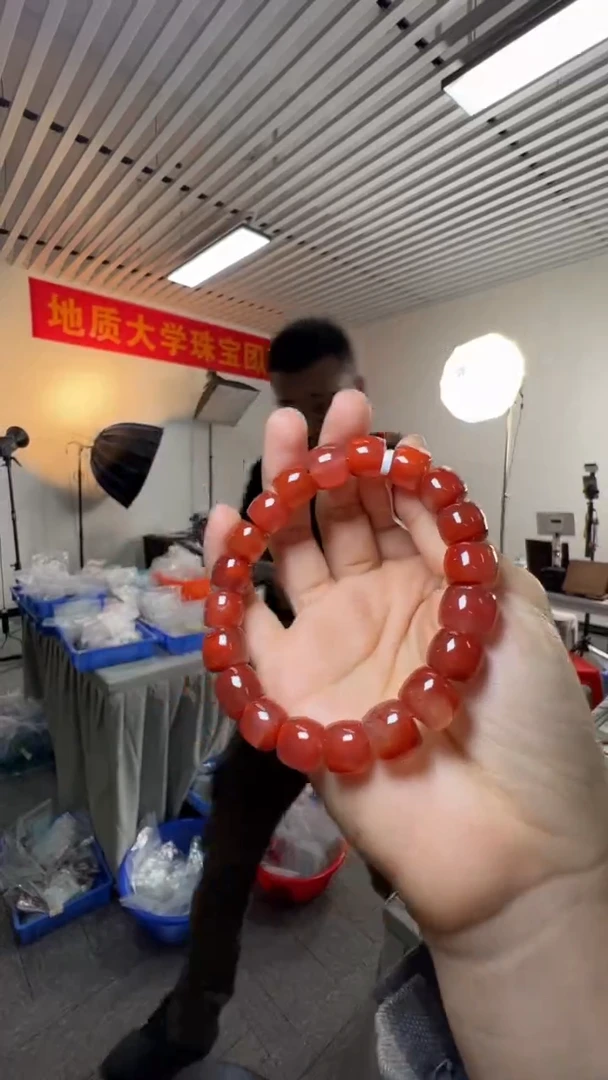 未镶嵌手串南红玛瑙11mmDYL-冰飘花满色南红玛瑙直切桶珠单圈