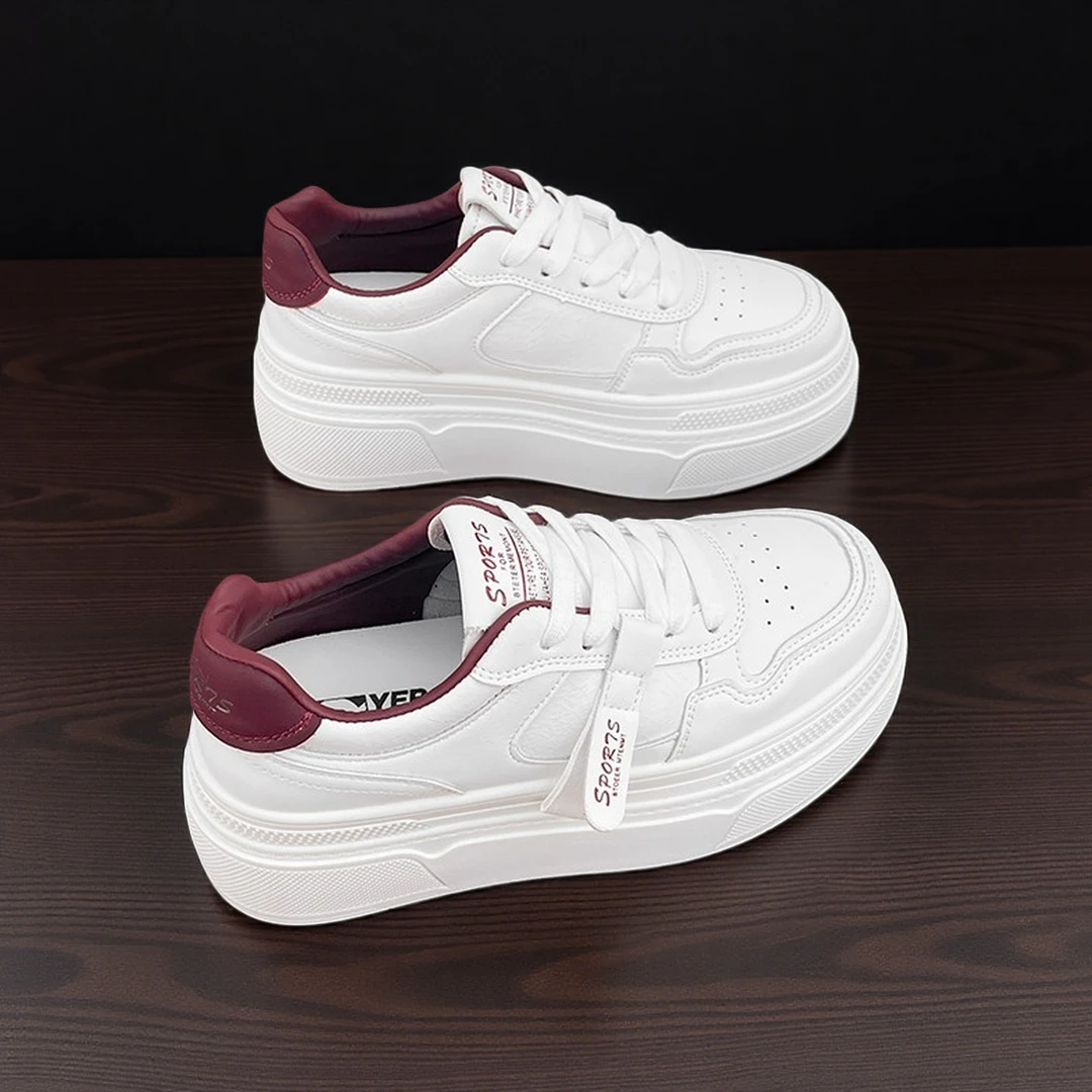 2026新款增高6公分厚底小白鞋透气春季韩版系带百搭时尚休闲鞋