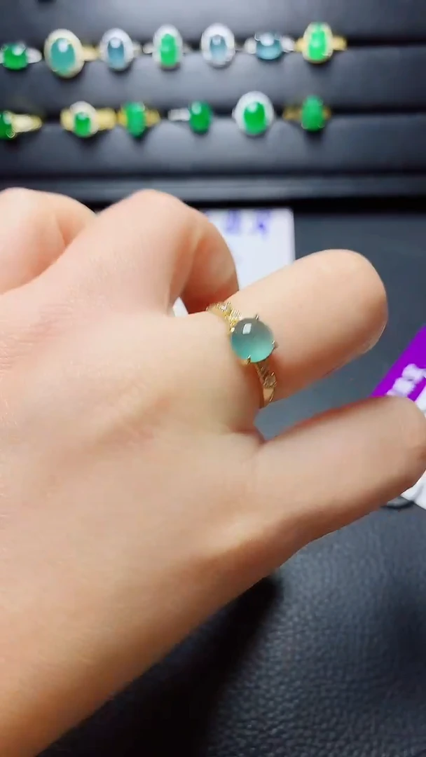 银S925镶嵌戒指翡翠   天然翡翠A货s925银镶