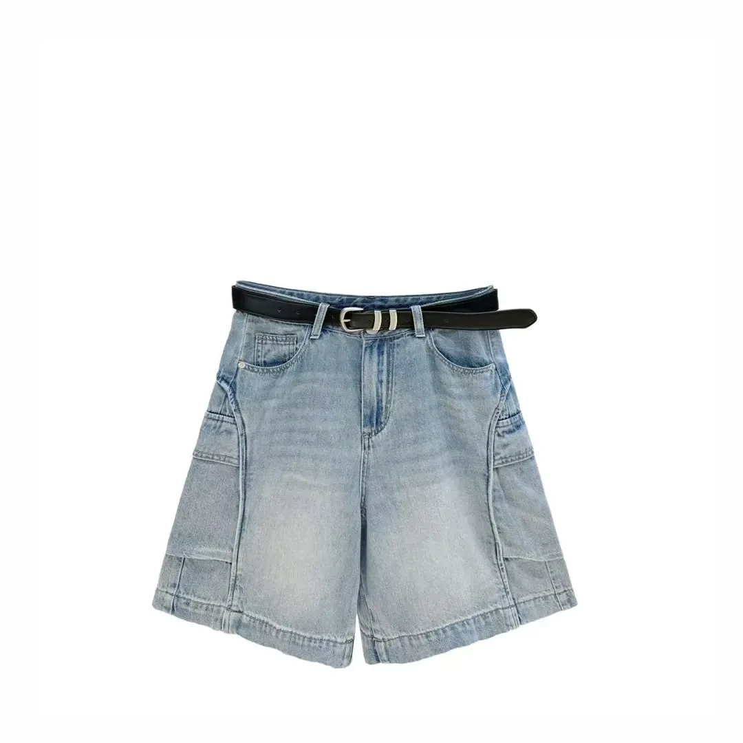 薄款夏季休闲欧若精灵风百搭设计直筒五分裤时尚款式女装宽腿裤