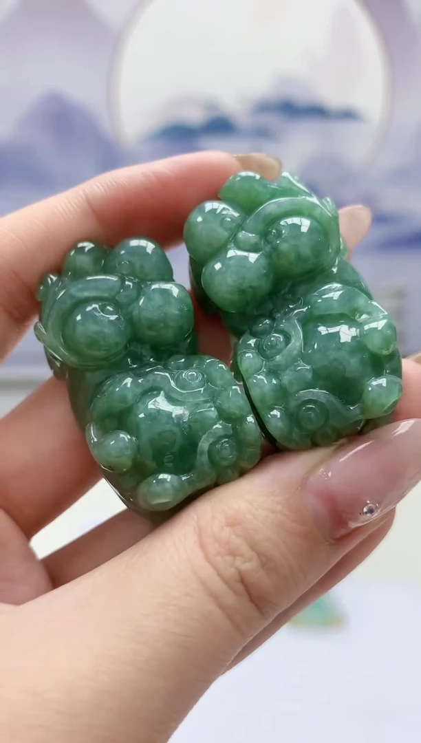 【闪购商品】定制翡翠未镶嵌 4852jw-毛货挂件一对18