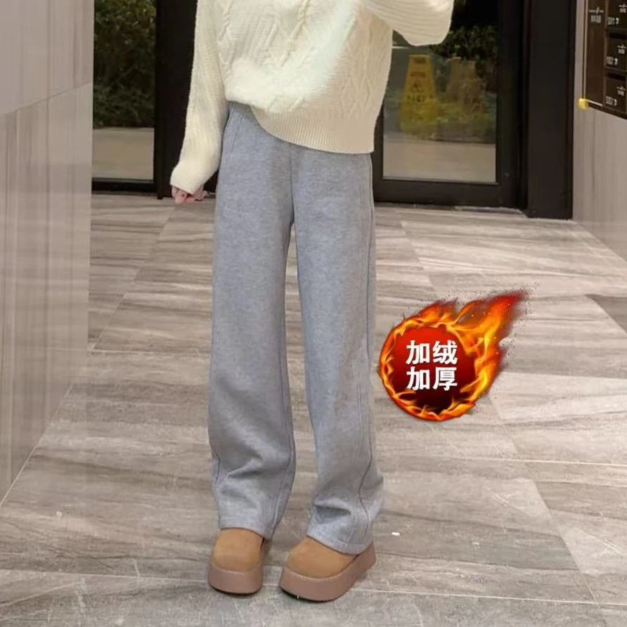 奈奈妮【过冬裤】加绒加厚窄版直筒裤高腰显瘦时尚百搭1971