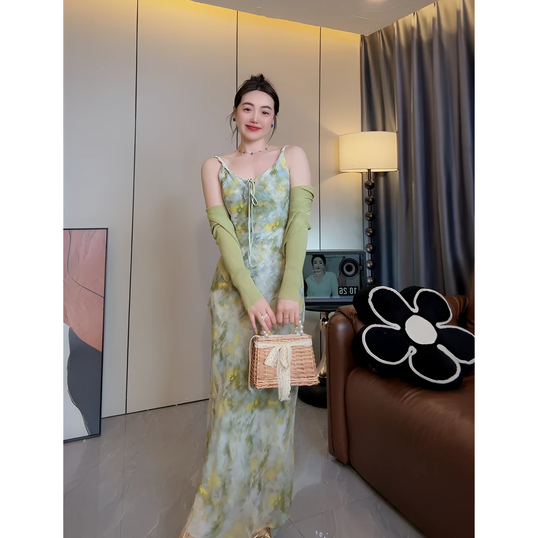 2025 性感风碎花披肩吊带连衣裙 【牡丹花】气质甜美时尚款M9G99630