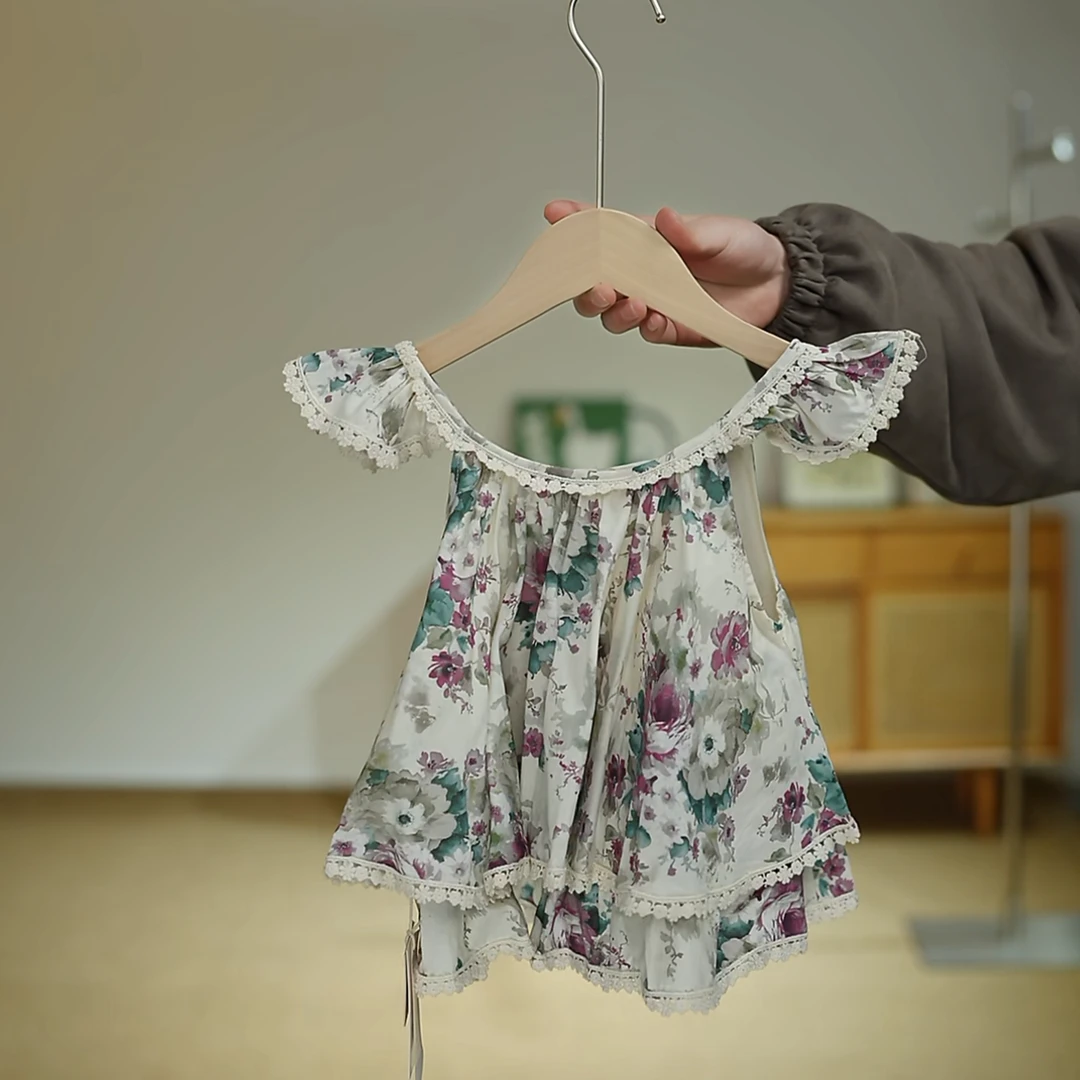 3362【IN】韩版复古花上衣