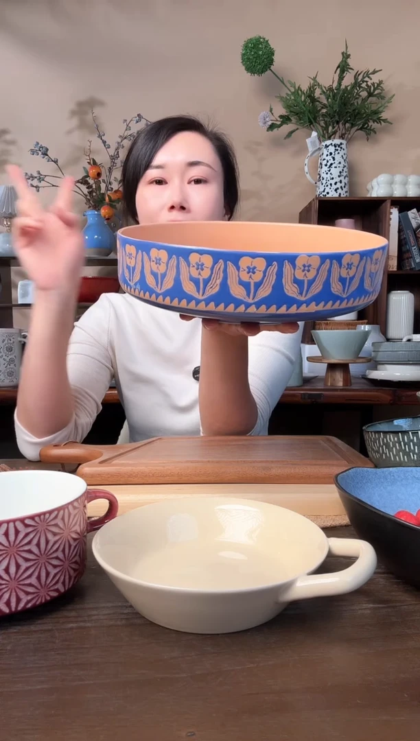 9.5英寸手绘大汤碗微瑕