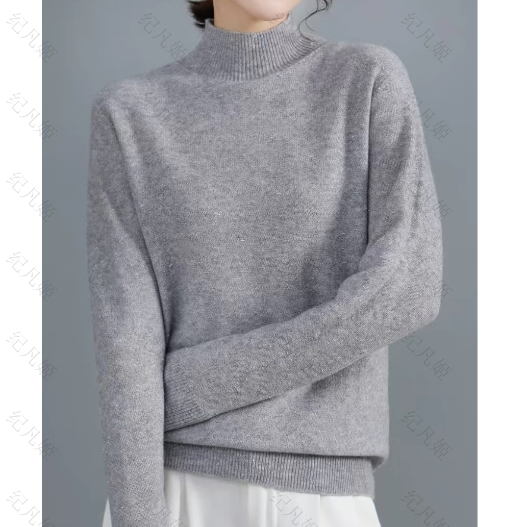 纪凡姬2341【花花专选】高货金丝纱半高领羊毛衫巨软糯