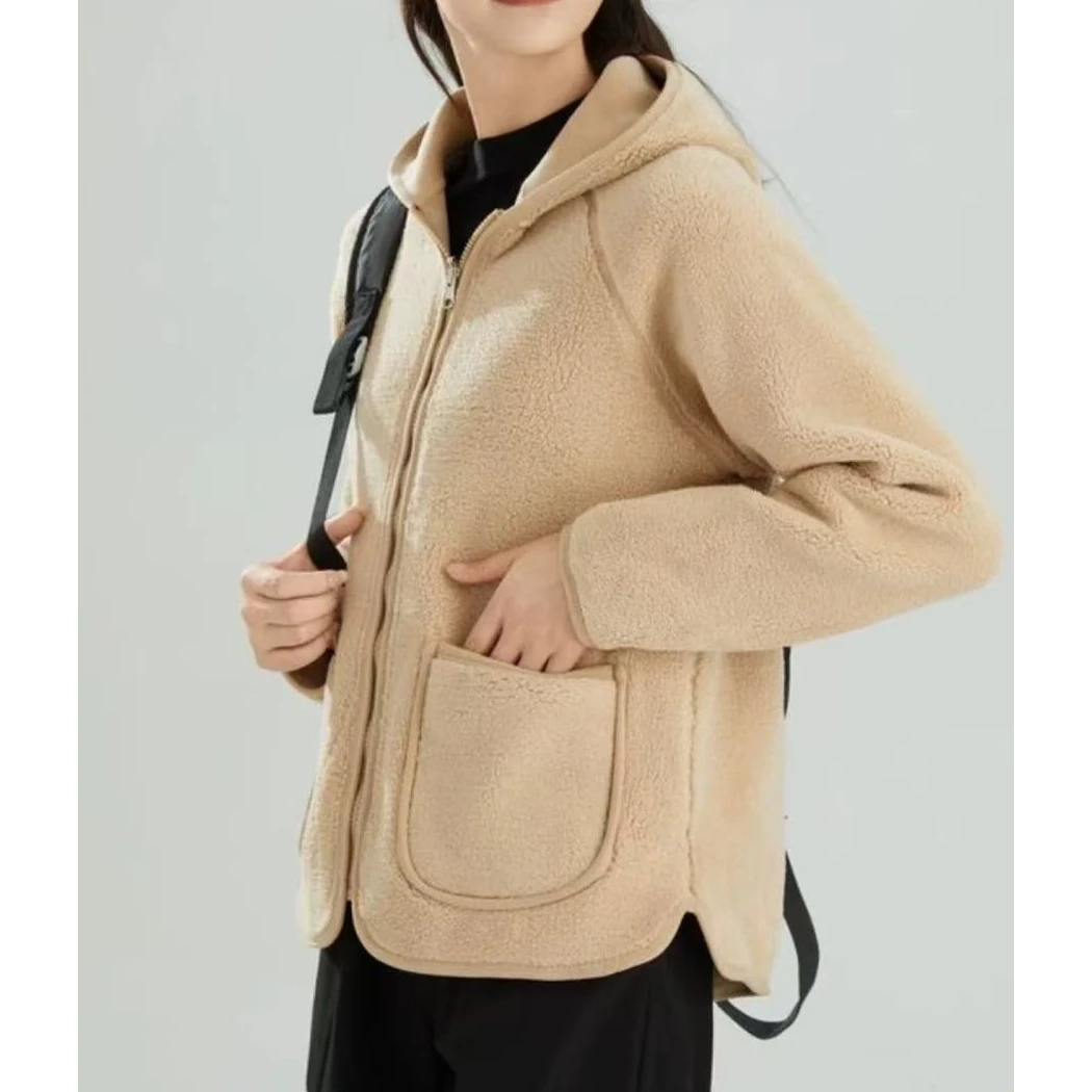 Q2649【特价-占单者限购】毛毛绒冬季新款双面穿连帽休闲卫衣