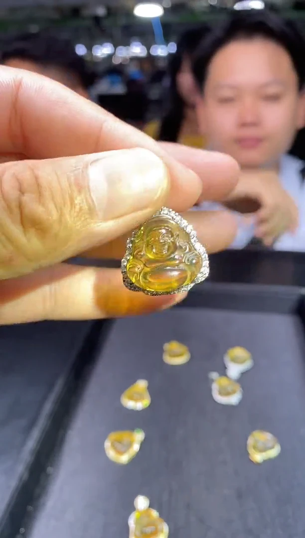 银S925镶嵌颈饰琥珀佛公吊坠多样性发其一