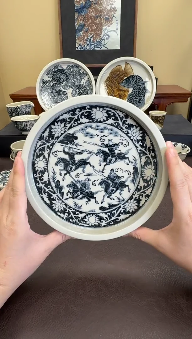 二号釉三英战吕布壶承