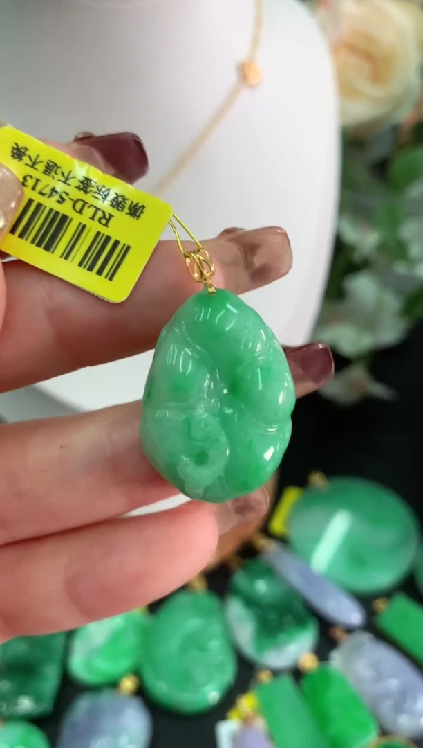 【闪购商品】翡翠吊坠(不含链)18K金镶嵌挂件