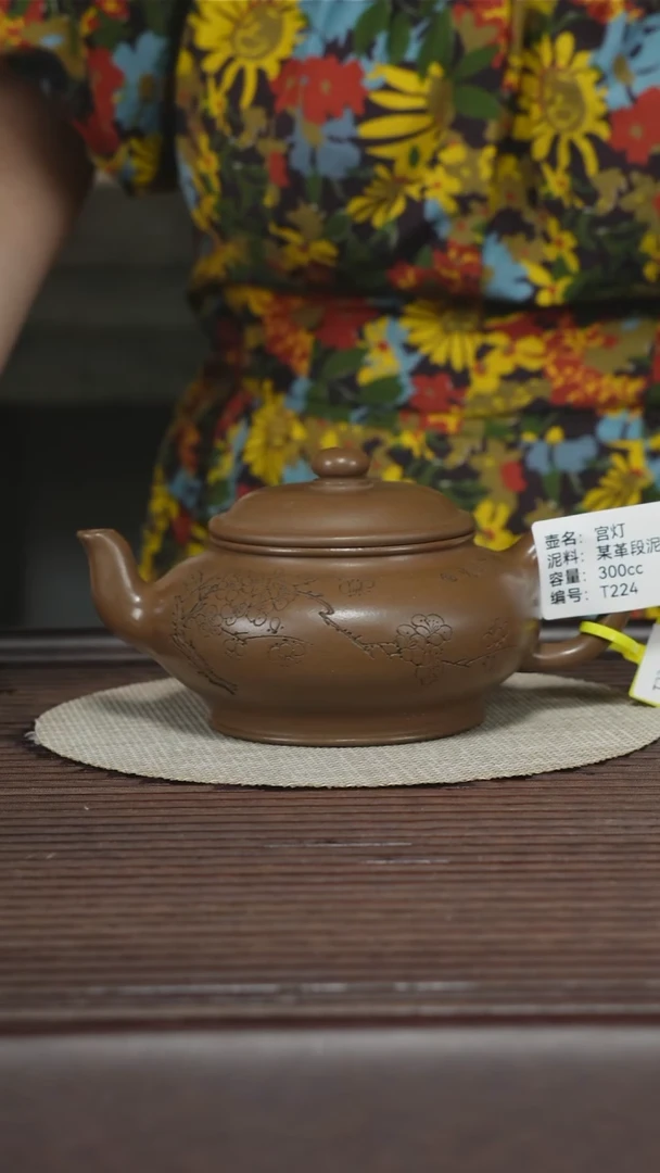 茶壶紫砂T224 孤品 某革段泥 宫灯 300cc